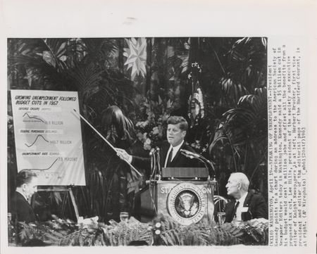 Lot #123 John F. Kennedy 1963 Original Wirephoto - Address on Unemployment and Budget - Image 1