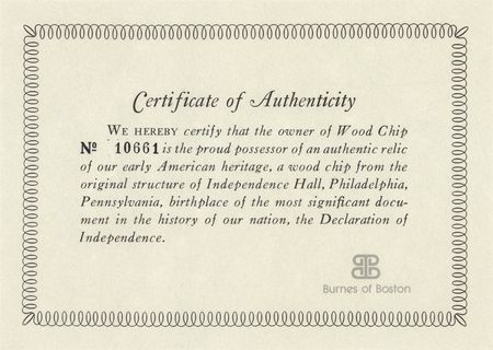 Lot #356 Independence Hall Wood Relic - Limited Edition - Image 6