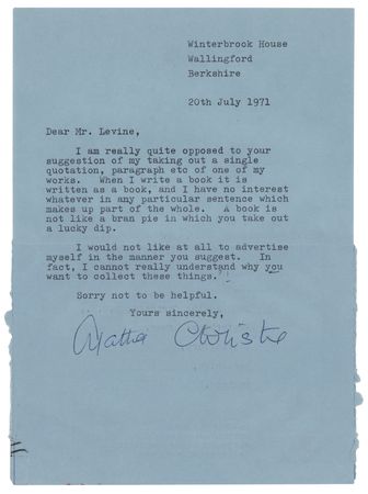 Lot #606 Agatha Christie Typed Letter Signed: A