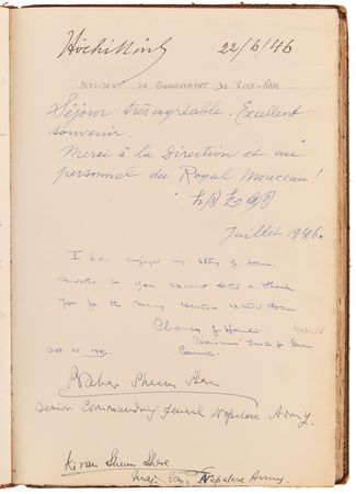 Lot #230 Notables: Ho Chi Minh, Walt Disney, Charles Lindbergh Signed Guest Book - Image 3