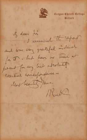 Lot #617 John Ruskin Autograph Letter Signed to the Inventor of Shorthand - Image 1