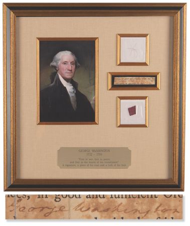 Lot #4 George Washington Signature, Cloak Swatch,