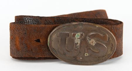 Lot #455 Civil War: Union Infantry Waist Belt and Buckle, Identified to 11th Rhode Island Infantry Private Frederick Gay - Image 1