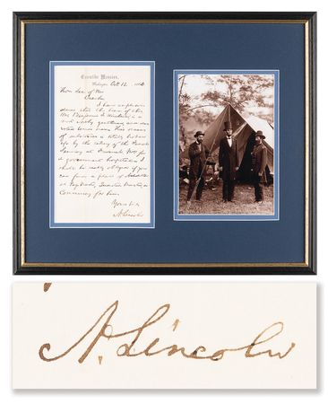 Lot #17 Abraham Lincoln Civil War-Dated Autograph Letter Signed as President to Secretary of War Edwin M. Stanton, Interceding for a 