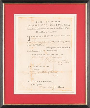 Lot #2 George Washington Signed Revolutionary War Discharge Certificate (1783) - Image 3