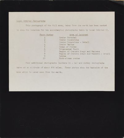 Lot #7530 Lunar Orbiter 2: Full Moon 'Areas of Interest' Map Photograph - Image 3