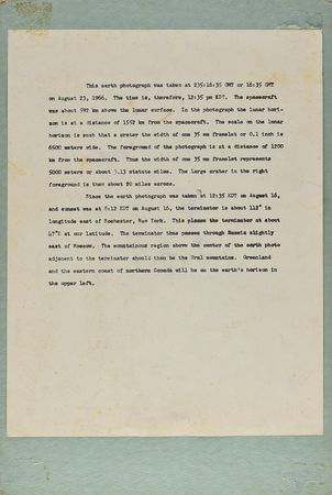 Lot #7519 Lunar Orbiter 1: First Photograph of Earth from Moon Orbit - Image 2