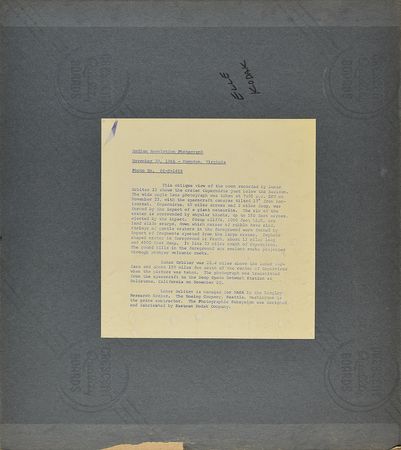 Lot #7524 Lunar Orbiter 2: Crater Copernicus Oblique View Photograph - Image 2