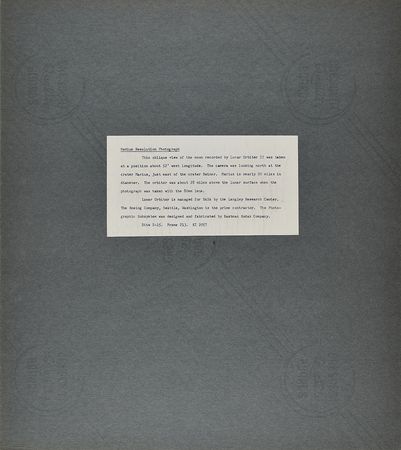 Lot #7525 Lunar Orbiter 2: Crater Marius Oblique View Photograph - Image 2