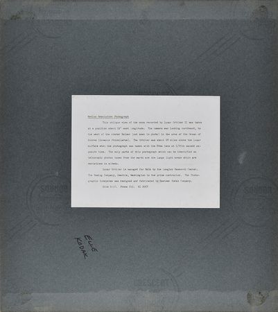 Lot #7531 Lunar Orbiter 2: Ocean of Storms Oblique View Photograph - Image 2