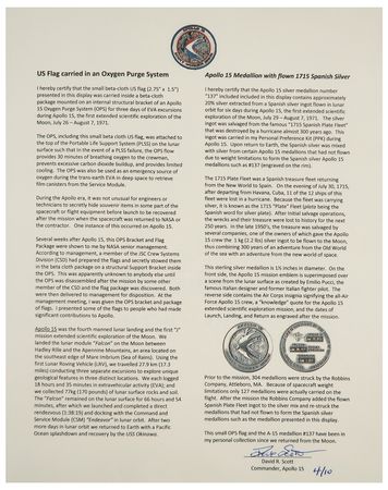Lot #7334 Apollo 15 Flown American Flag and Robbins Medallion - From the Personal Collection of Dave Scott - Image 5