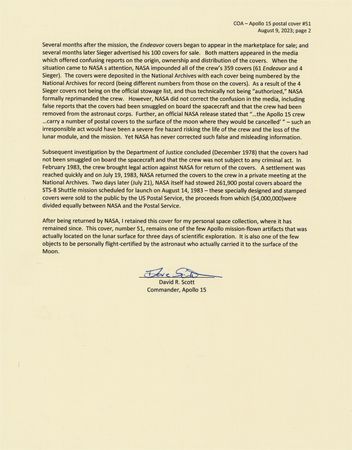 Lot #7336 Apollo 15 Lunar Surface-Flown Sieger Crew-Owned Cover - From the Collection of Dave Scott - Image 5