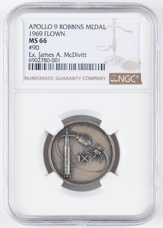 Lot #7113 Apollo 9 Flown Robbins Medallion - NGC MS 66 - From the Personal Collection of Jim McDivitt - Image 1