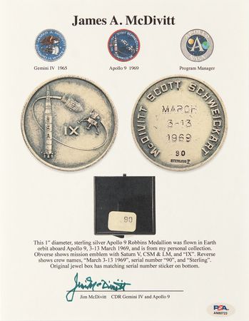Lot #7113 Apollo 9 Flown Robbins Medallion - NGC MS 66 - From the Personal Collection of Jim McDivitt - Image 4