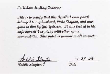 Lot #7084 Gus Grissom's Apollo 1 Crew Patch Presented to Deke Slayton - Image 3