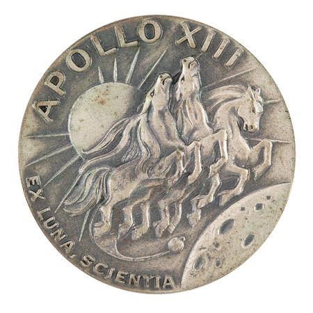 Lot #7236 Apollo 13 Flown Robbins Medallion - From the Personal Collection of Edgar Mitchell - Image 1