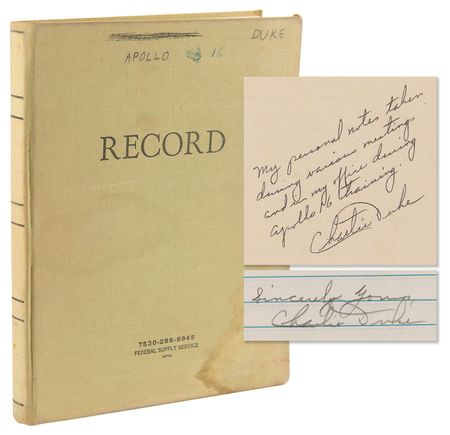 Lot #7357 Charlie Duke Handwritten Apollo 16 Training Notebook: 