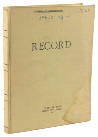 Lot #7357 Charlie Duke Handwritten Apollo 16 Training Notebook: 