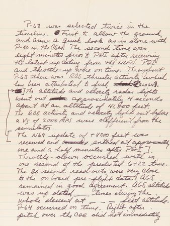 Lot #7222 Charles Conrad Handwritten Apollo 12 Flight Report Manuscript Draft: Lunar Landing Sequence and Ascent, Rendezvous & Docking - Image 2