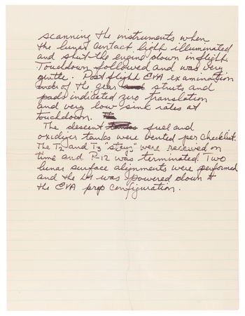 Lot #7222 Charles Conrad Handwritten Apollo 12 Flight Report Manuscript Draft: Lunar Landing Sequence and Ascent, Rendezvous & Docking - Image 5