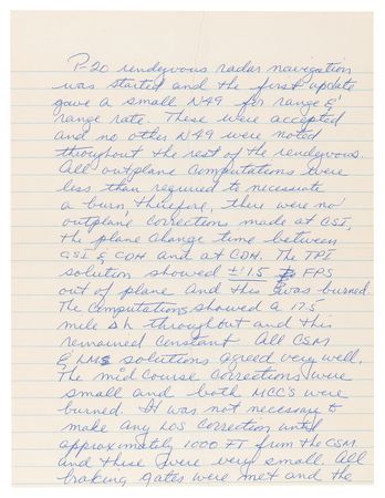 Lot #7222 Charles Conrad Handwritten Apollo 12 Flight Report Manuscript Draft: Lunar Landing Sequence and Ascent, Rendezvous & Docking - Image 8