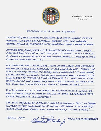 Lot #7360 Charlie Duke Autograph Manuscript