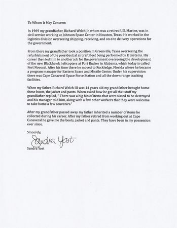 Lot #7418 Apollo Command Module In-Flight Coverall Garment (ICG) Jacket - Built for Vance Brand - Image 4