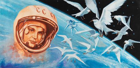 Lot #7567 Alexei Leonov Original Painting - 'Seagull' - Image 1