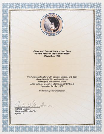 Lot #7200 Apollo 12 Crew-Signed Lunar-Surface Flown American Flag Presentation - From the Personal Collection of Richard Gordon - Image 4