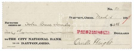 Lot #7015 Orville Wright Signed Check