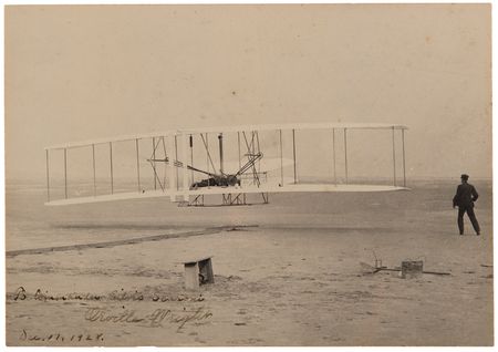 Lot #7003 Orville Wright Signed ‘First Flight’ Photograph - Uncommonly Large Example Presented to an Italian WWI Ace - Image 2