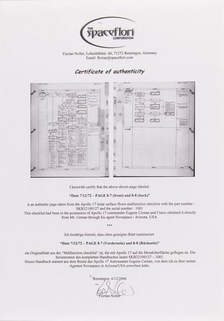 Lot #7368 Apollo 17 Lunar-Surface Flown 'LM Malfunction Procedures' Checklist Page Signed by Gene Cernan - Image 4