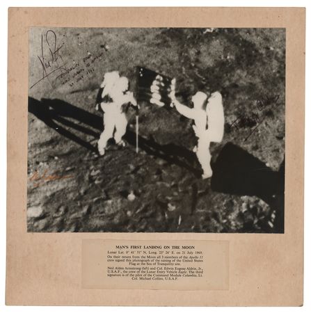 Lot #7151 Neil Armstrong and Michael Collins Signed Photograph - Moonwalkers at Tranquility Base - Image 1