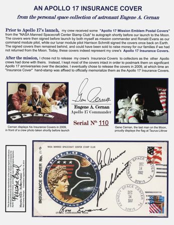 Lot #7373 Apollo 17 Crew-Signed Anniversary Cover