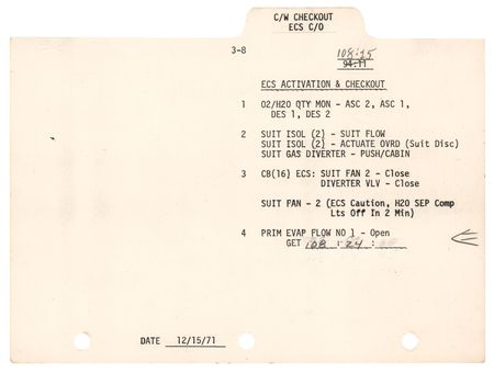 Lot #7362 Charlie Duke Signed Apollo 16 LM Simulator Training Checklist - Image 2