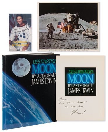 Lot #7350 Jim Irwin (3) Signed Items - Book, Brochure, and Photograph - Image 1