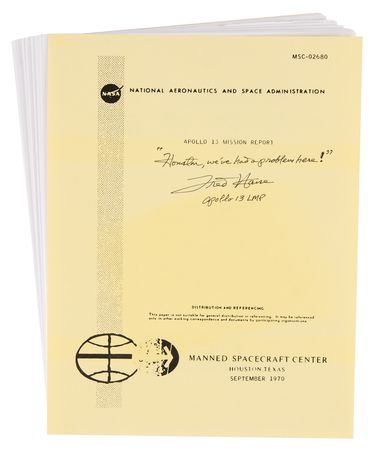 Lot #7252 Fred Haise Signed Souvenir Apollo 13 Mission Report - Image 1