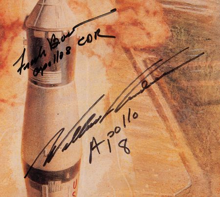 Lot #7101 Bill Anders and Frank Borman Signed Poster - 'Triumph of the Human Spirit: 25th Anniversary of Apollo 11' - Image 2
