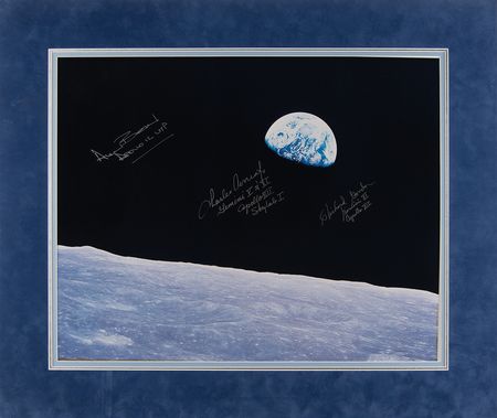 Lot #7207 Apollo 12 Signed Oversized 'Earthrise' Photograph - Image 2