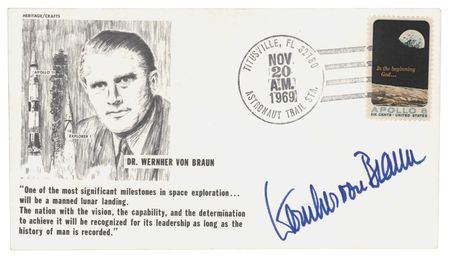 Lot #7449 Wernher von Braun Signed Commemorative