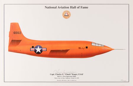 Lot #7022 Chuck Yeager Signed Poster (Ltd. Ed. #155/1000) - Image 1