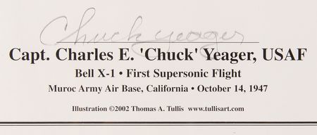 Lot #7022 Chuck Yeager Signed Poster (Ltd. Ed. #155/1000) - Image 2