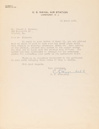 Lot #7009 Hindenburg Correspondance Archive with (20+) Letters from Airship Notables like Lakehurst’s Charles E. Rosendahl and Zeppelin’s Hugo Eckener - Image 10