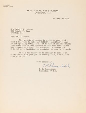 Lot #7009 Hindenburg Correspondance Archive with (20+) Letters from Airship Notables like Lakehurst’s Charles E. Rosendahl and Zeppelin’s Hugo Eckener - Image 8