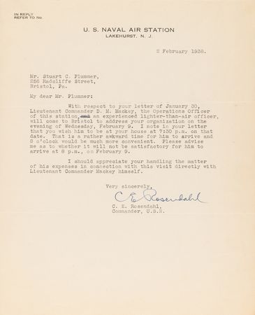 Lot #7009 Hindenburg Correspondance Archive with (20+) Letters from Airship Notables like Lakehurst’s Charles E. Rosendahl and Zeppelin’s Hugo Eckener - Image 9