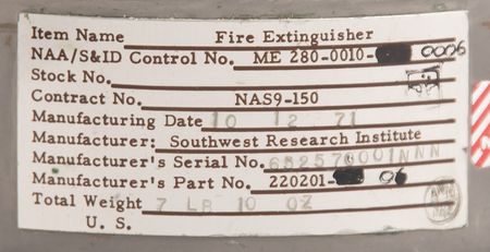 Lot #7356 Apollo 16 Flown Fire Extinguisher - Carried Aboard the Command Module Casper - Image 3