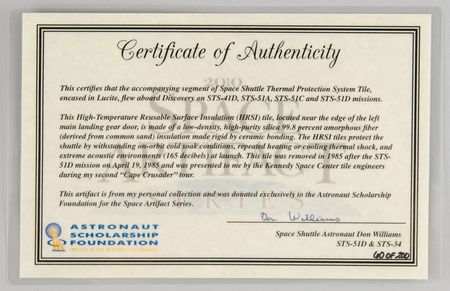 Lot #7462 Space Shuttle Multi-Mission Flown TPS Tile Segment - Image 6