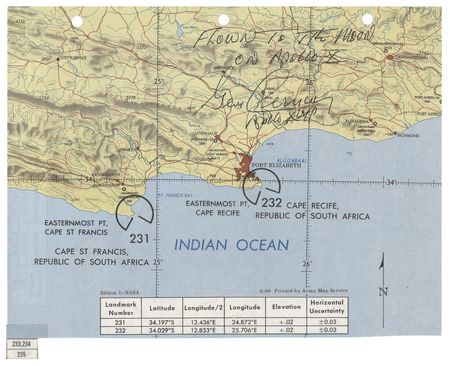 Lot #7125 Apollo 10 Flown Map Page of South Africa - Signed by Gene Cernan - Image 1