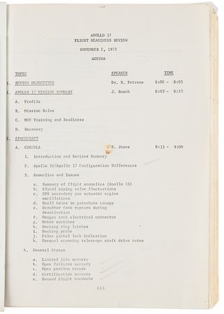 Lot #7372 Apollo 17 Flight Readiness Review Signed by Gene Cernan - Image 2