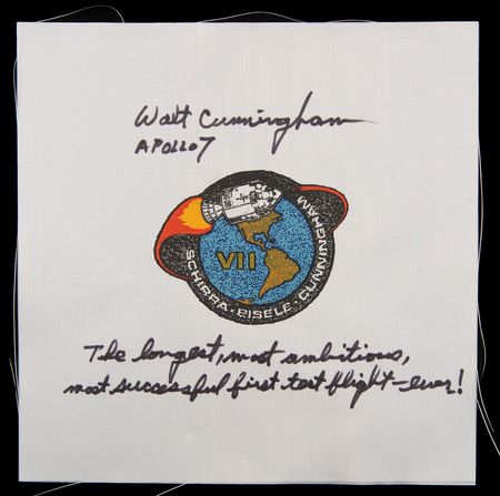 Lot #7095 Walt Cunningham Signed Apollo 7 Beta Patch - Image 1